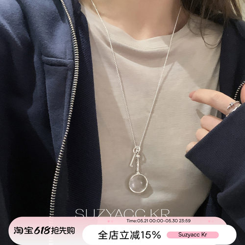 suzyacc kr小众设计放大镜长项链女款2026新款简约百搭通勤颈链