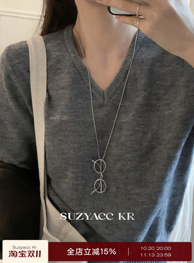 suzyacc kr小众设计感极简眼镜毛衣链独特个性高级百搭通勤长项链