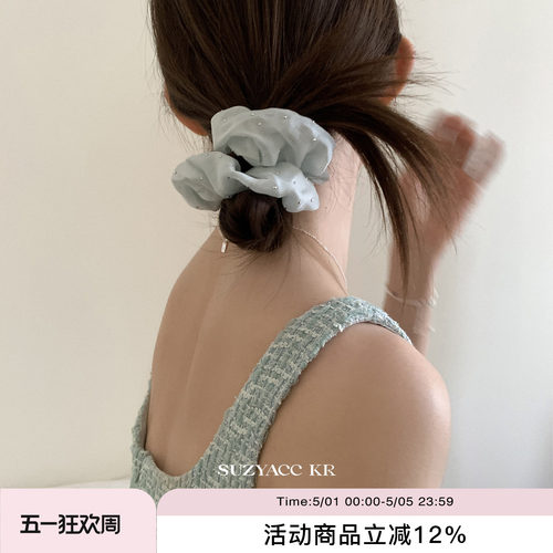 suzyacc kr夏日清凉薄荷曼波发圈小清新百搭高级感低马尾大肠圈女