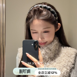 suzyacc kr气质水钻齿梳发箍高颅顶百搭显发量蓬松头饰不易掉头箍