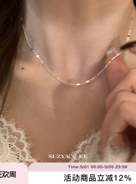 suzyacc kr纯银波光粼粼闪片锁骨链女2025新款简约百搭高级感项链