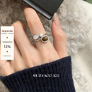 suzyacc kr虎眼石水钻双层戒指小众设计复古高级感食指戒质感指环