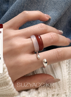 【新品限时2件88折】1.7 20点红玛瑙戒指食指戒