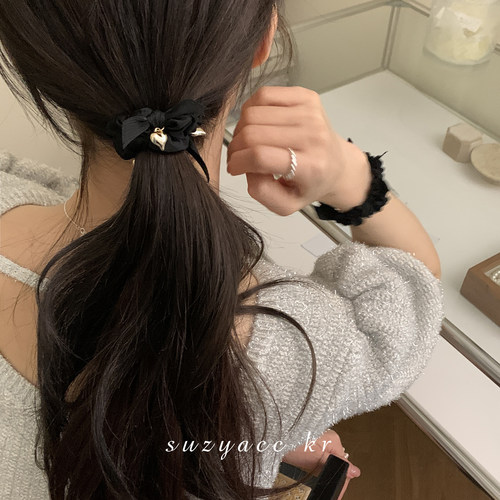 爱心吊坠蝴蝶结发圈甜美