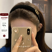 suzyacc kr轻奢小众猪鼻子秋冬丝绒发箍高颅顶洗脸头箍女2025新款
