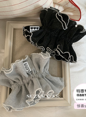 【99元任选4件】高级onuk同款银丝褶皱花苞发圈低马尾皮筋头绳