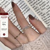 suzyacc 个性 kr超闪水钻开口戒指2025年新款 潮小众设计食指戒时尚