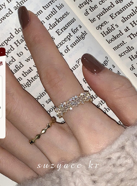 suzyacc kr超闪水钻开口戒指2025年新款潮小众设计食指戒时尚个性