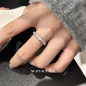 suzyacc kr合成锆石排钻戒指轻奢气质超闪百搭叠戴食指戒指