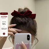 suzyacc 复古侧边夹 高端法式 kr明星同款 丝绒蝴蝶结发夹女2026新款