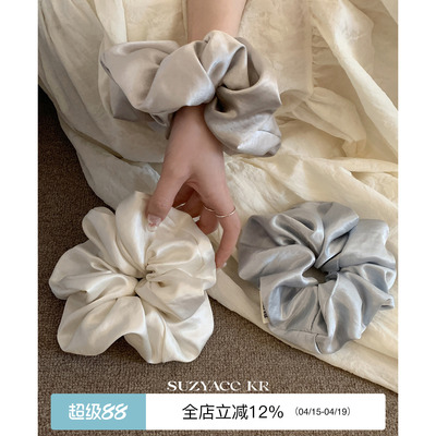 suzyacc kr缎面光泽感大号发圈女低马尾皮筋法式简约高级大肠圈