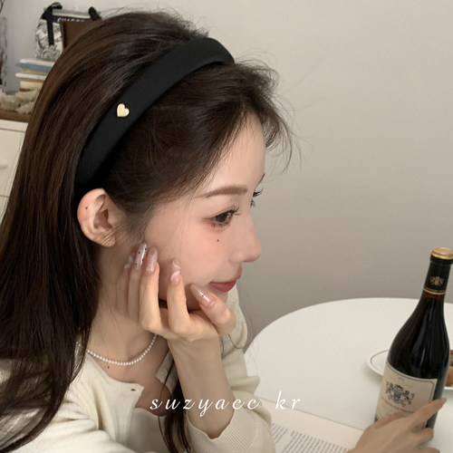 韩系金色爱心黑发箍甜酷