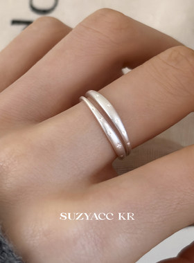 suzyacc kr纯银哑光五角星戒指叠戴ins风百搭高级纤细食指戒指环