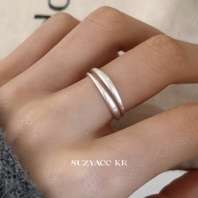 suzyacc kr纯银哑光五角星戒指叠戴ins风百搭高级纤细食指戒指环
