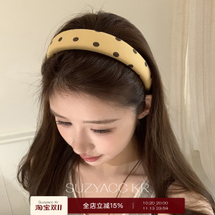 suzyacc kr吴昕同款波点发箍早秋温柔小众显白高级感高颅顶头箍女
