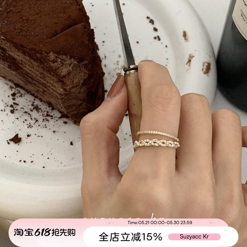 suzyacckr轻奢双层戒指女