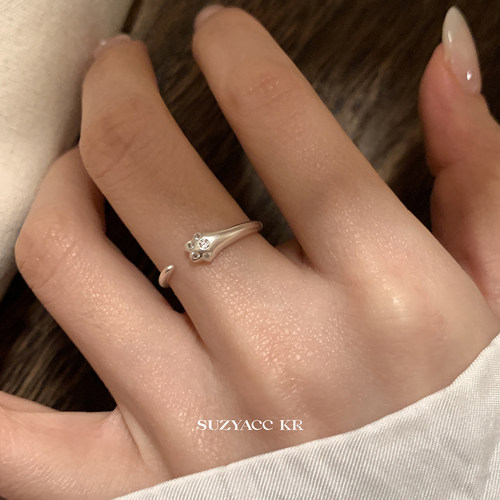suzyacc kr纯银猫爪戒指简约高级感食指戒小众设计可爱甜美指环女