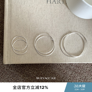 suzyacc kr纯银极细耳圈圆圈耳环2026新款爆款高级感简约个性耳饰