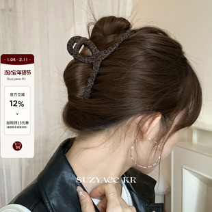 suzyacc kr豹纹缠绕抓夹大号高级感2025新款个性小众气质盘发发夹