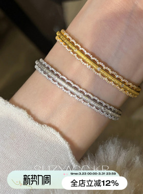 suayacc kr轻奢珠宝感手工拉丝蕾丝手镯女2026年重工复古精致手饰