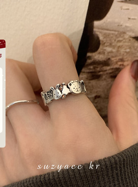 卡通时尚甜酷纯银戒指