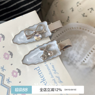 suzyacc kr法式滴釉蝴蝶结刘海夹2025新款简约小众甜美少女小发夹