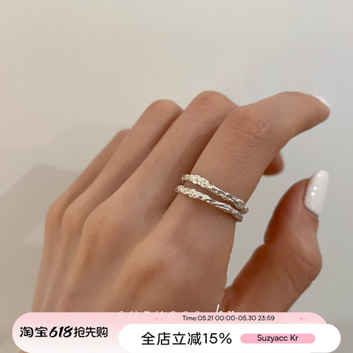 韩国戒指女设计锡纸简约纯银