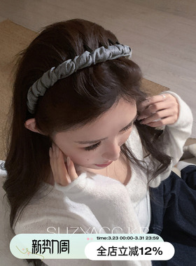 suayacc kr灰色细条纹齿梳发箍2026年新款法式复古小众简约头箍女