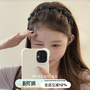 复古高级头箍 法式 suzyacc kr波点雪纺倒插梳高颅顶发箍女2025新款