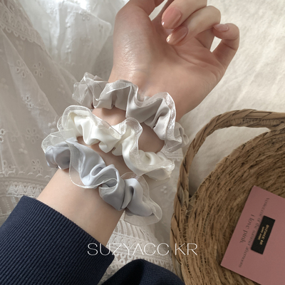 suzyacc kr法式少女花边缎面小肠圈简约小众百搭高级感皮筋头绳