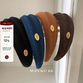 suzyacc kr秋冬复古金标高颅顶凹凸发箍女2025新款 简约同期头箍