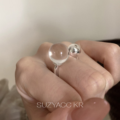 suzyacc kr小众设计感开口圆球戒指ins风简约食指戒个性高级指环