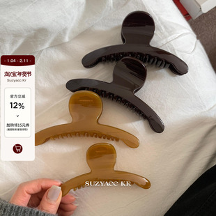 suzyacc kr质感超好姜黄色大号抓夹2025新款ins巧克力色高级发夹