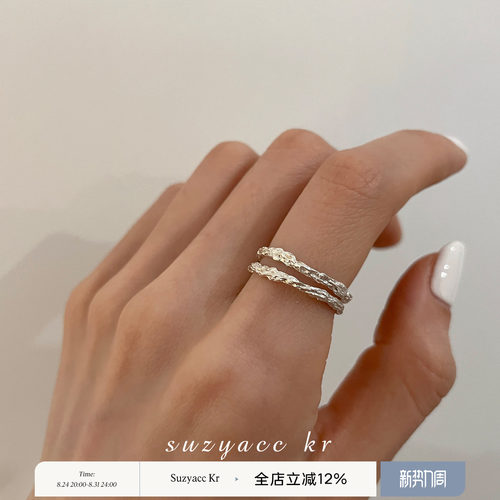 韩国戒指女设计锡纸简约纯银
