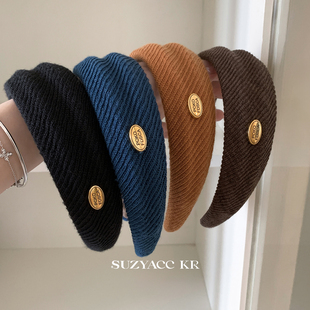 suzyacc kr秋冬复古金标高颅顶凹凸发箍女2025新款简约同期头箍