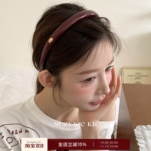 suzyacc kr【藤姐推荐】复古红色皮质细发箍法式小众高级百搭头箍