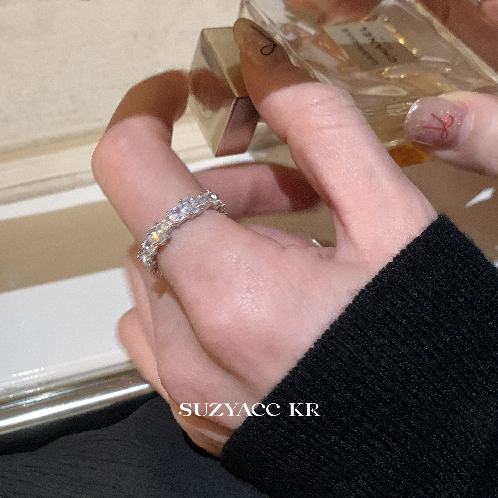 suzyacc kr闪亮显白锆石戒指女开口食指戒轻奢小众气质高级感指环