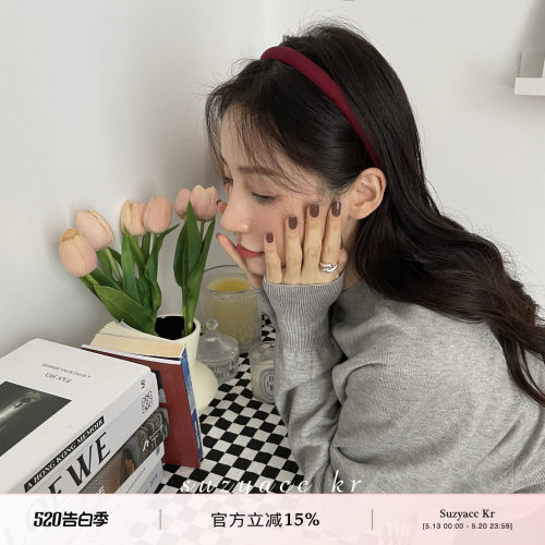 复古红色细发箍发箍洗脸百搭