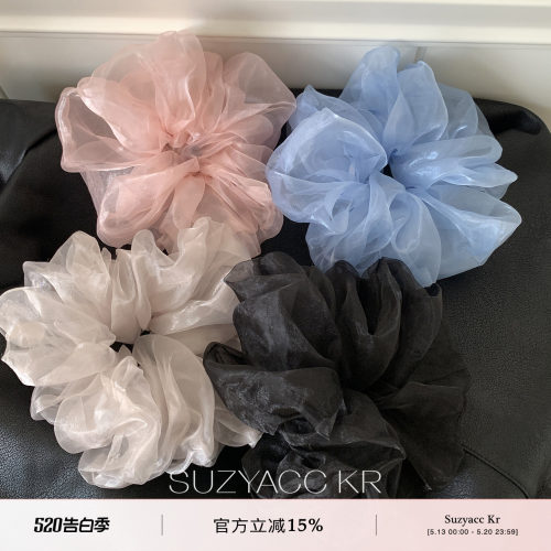 suzyacc kr韩网欧根纱网纱发圈ins简约高级感百搭头花小清新发饰