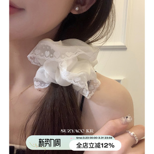 suzyacc 温柔百搭大肠圈女 kr纯欲奶油蕾丝边网纱发圈网红2026新款