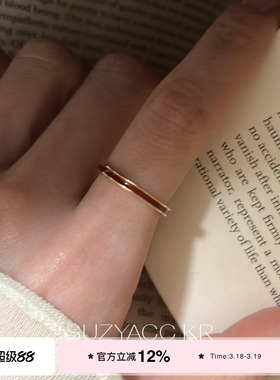 suayacc kr红色滴釉素圈戒指开口显白过年氛围感食指戒高级指环女