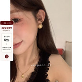 爆款 suzyacc kr金色肌理球球耳环2025新款 简约小众设计感百搭耳钉