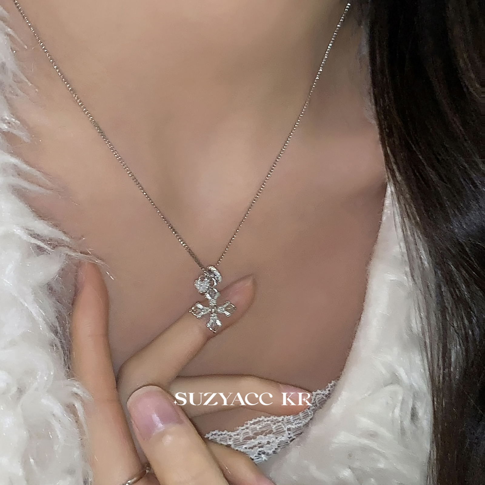 suzyacc kr纯银金刚杵多吊坠项链2024新款甜酷小众高级感锁骨链女