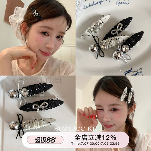 suzyacc kr波点蝴蝶结发夹女2025新款高端法式复古褶皱小众刘海夹
