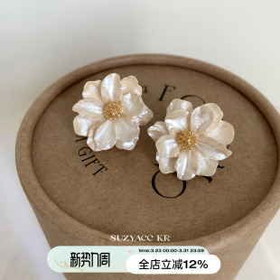 复古耳钉 高级感法式 suzyacc kr气质轻奢香气山茶花耳环女2026新款