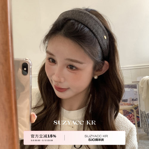 【藤姐同款 】suzyacc kr松弛感纯色布艺金标宽边发箍老钱风头箍