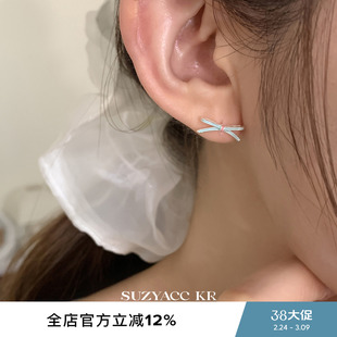 suzyacc kr小清新滴釉纤细蝴蝶结耳环2025新款高级感适合夏天耳钉