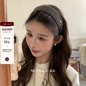suzyacc 藤姐同款 kr松弛感纯色布艺金标宽边发箍老钱风头箍