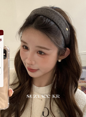 【藤姐同款 】suzyacc kr松弛感纯色布艺金标宽边发箍老钱风头箍