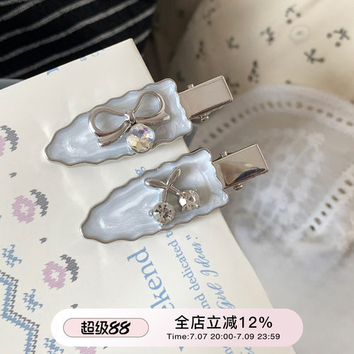 suzyacc kr法式滴釉蝴蝶结刘海夹2025新款简约小众甜美少女小发夹